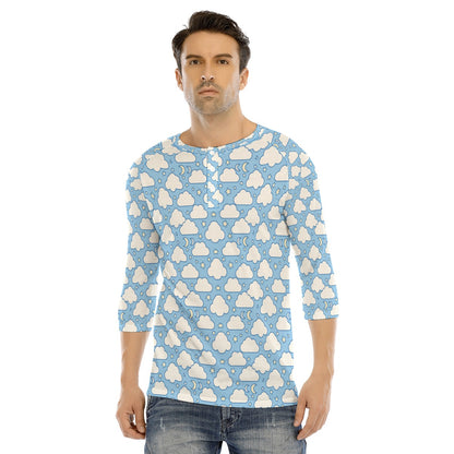 Men's Bracelet Sleeve T-shirt With Button Closure - view 1