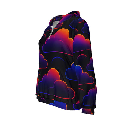 Women's Borg Fleece Hoodie With Half Zip