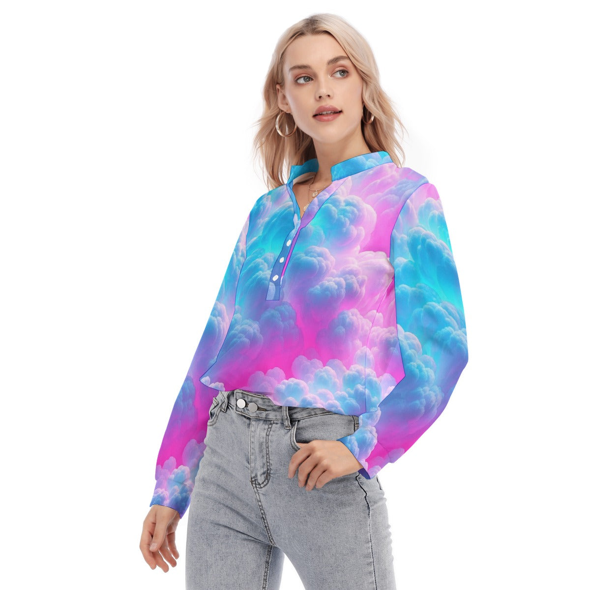 Women's Long Sleeve Blouse With Button Closure