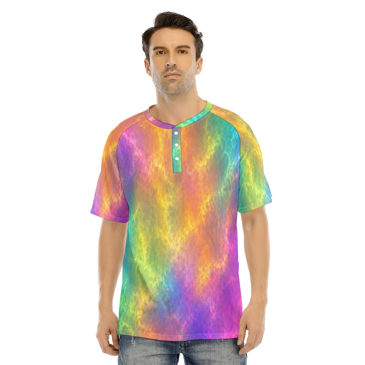 Men's Raglan Sleeve T-shirt With Button Closure
