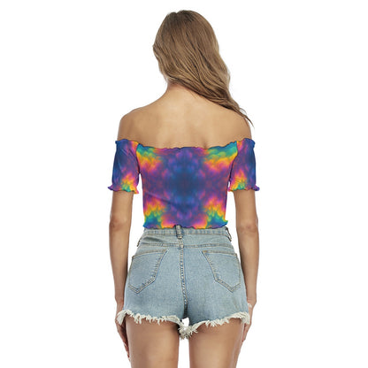 Women's One-shoulder Off-the-navel Short Sleeve T-shirt