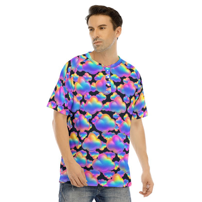 Men's Raglan Sleeve T-shirt With Button Closure