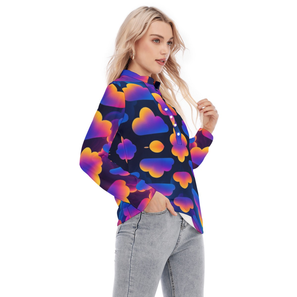 Women's Long Sleeve Blouse With Button Closure