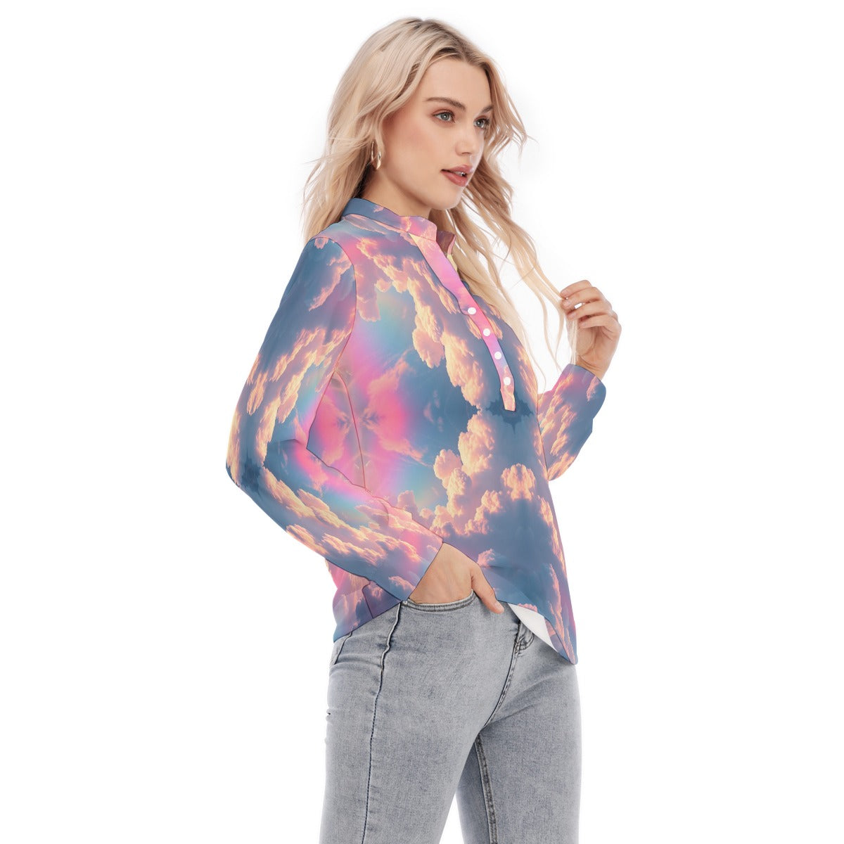 Women's Long Sleeve Blouse With Button Closure