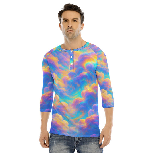 Men's Bracelet Sleeve T-shirt With Button Closure - view 1