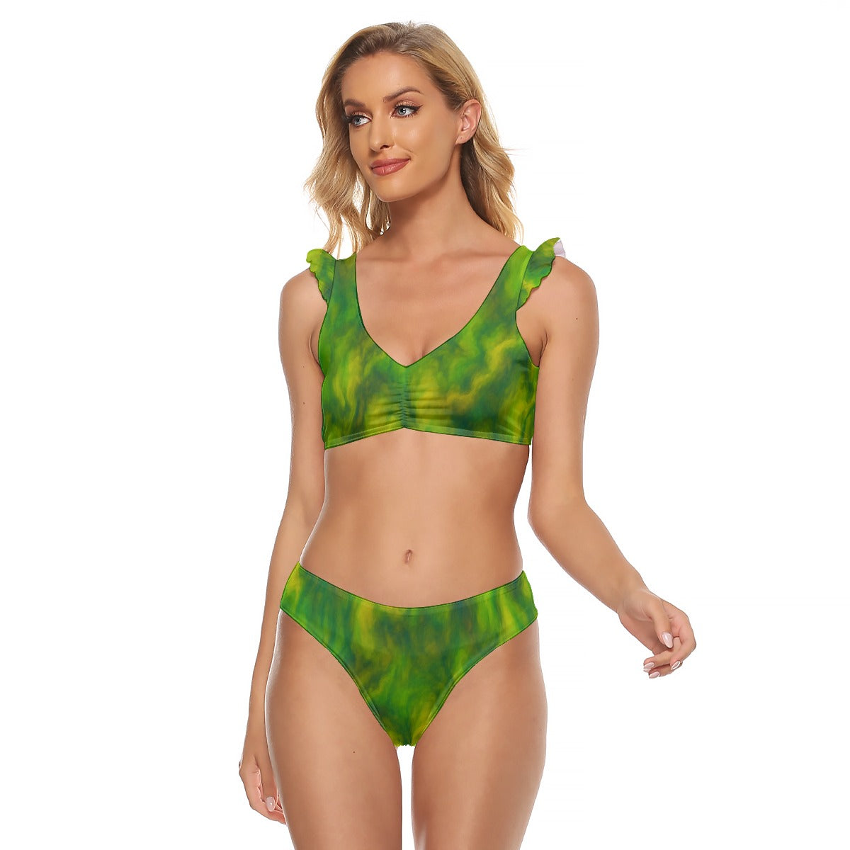 Women's Bikini Swimsuit With Ruffle Cuff Bra