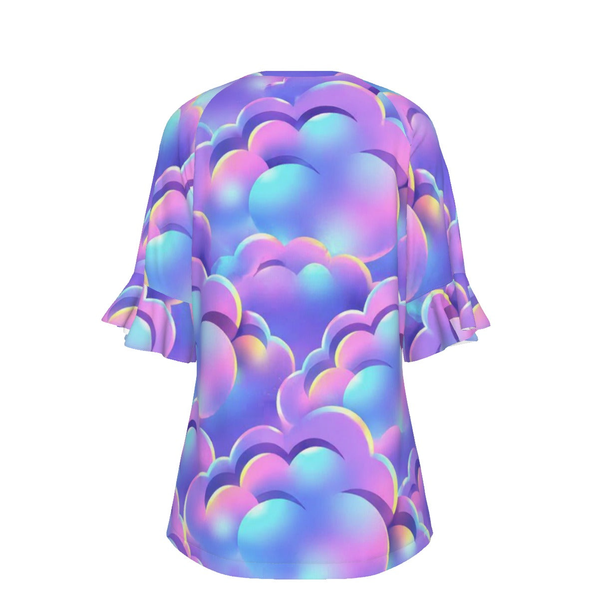 V-neck Women's T-shirt With Bell Sleeve