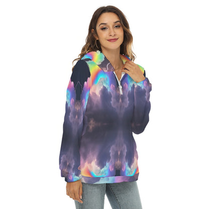Women's Borg Fleece Hoodie With Half Zip