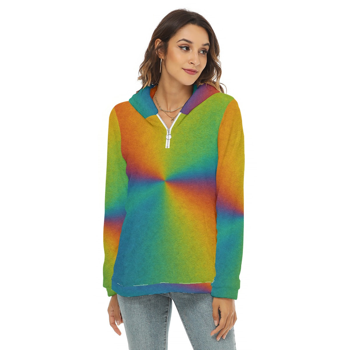 Women's Borg Fleece Hoodie With Half Zip