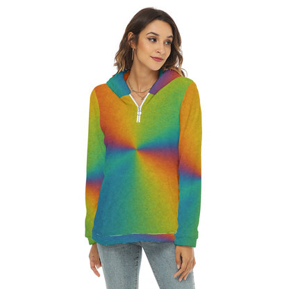 Women's Borg Fleece Hoodie With Half Zip