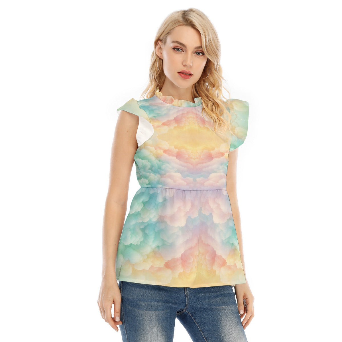 Women's Blouse With Lotus Leaf Lace