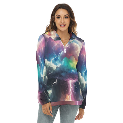 Women's Borg Fleece Hoodie With Half Zip