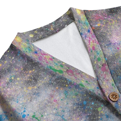 Unisex V-Neck Knitted-Fleece Button Cardigan - view 3