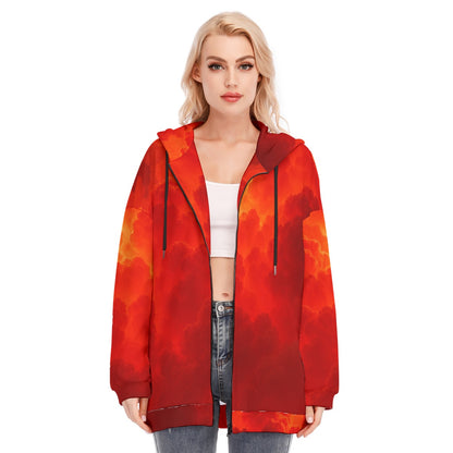 Women's Long Hoodie With Zipper Closure