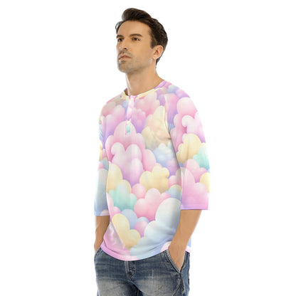 Men's Bracelet Sleeve T-shirt With Button Closure - view 3