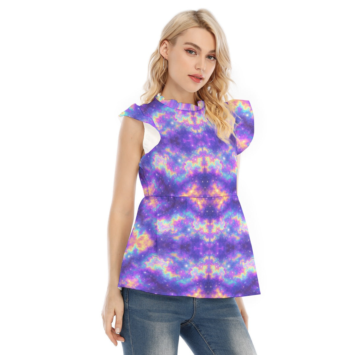 Women's Blouse With Lotus Leaf Lace