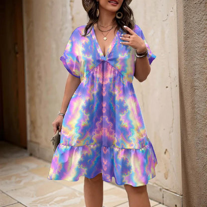 Women’s Floral V-Neck Short Sleeve Dress