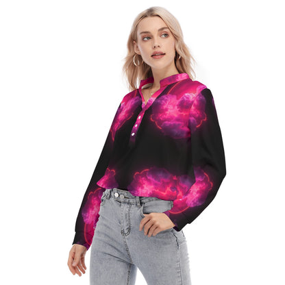 Women's Long Sleeve Blouse With Button Closure