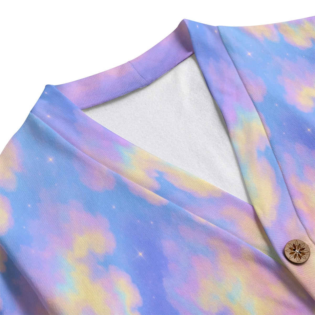 Unisex V-neck Knitted Fleece Cardigan With Button Closure