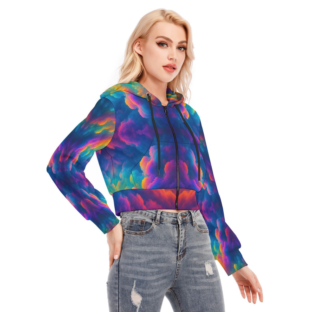 Women's Crop Top Hoodie With Zipper Closure