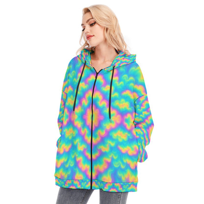 Women's Long Hoodie With Zipper Closure