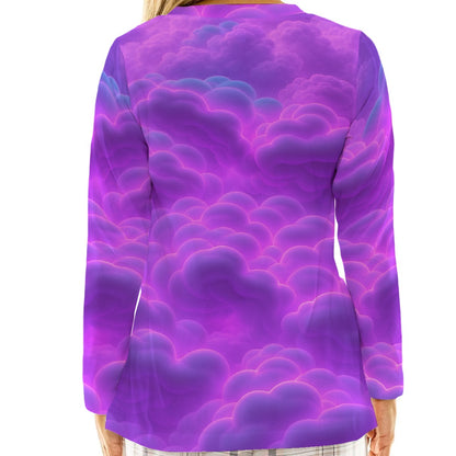 Women's Loose V-Neck T-Shirt With Long Sleeve