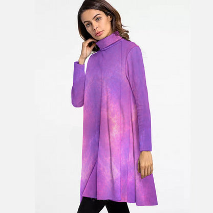 Women's High Neck Dress With Long Sleeve