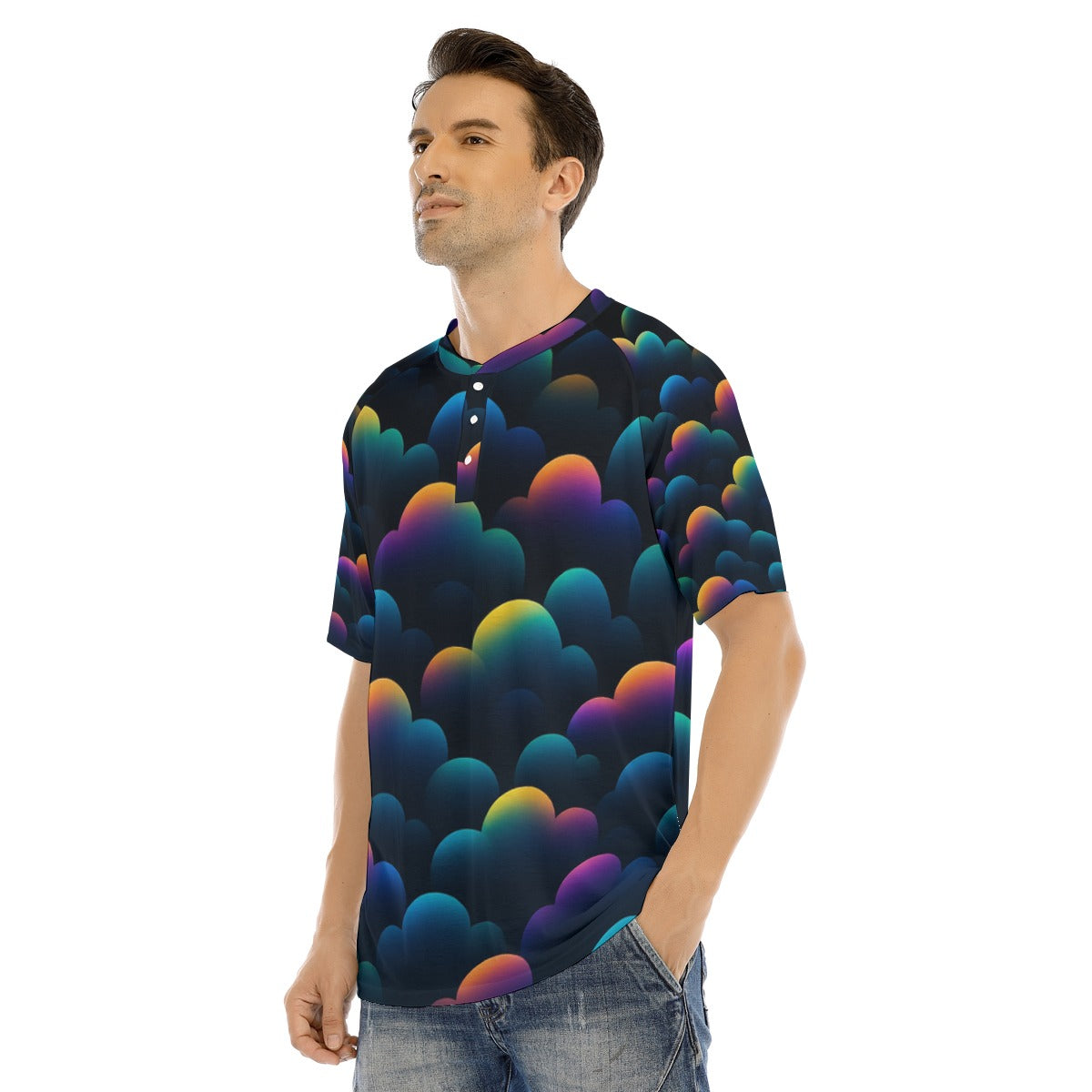 Men's Raglan Sleeve T-shirt With Button Closure