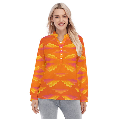 Women's Long Sleeve Blouse With Button Closure