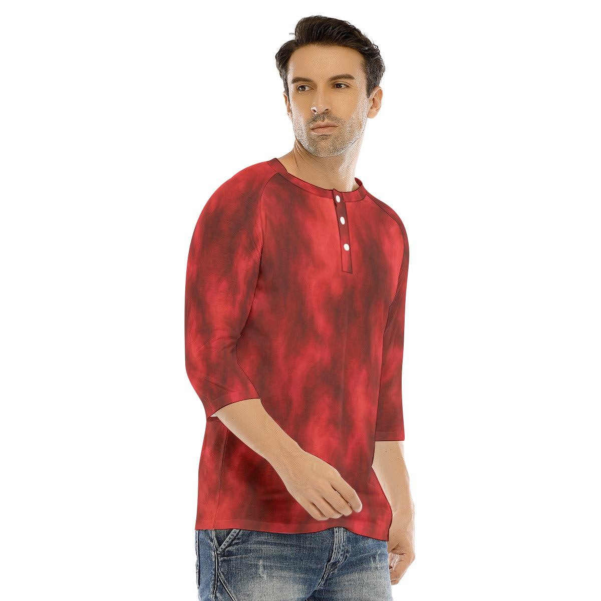 Men's Bracelet Sleeve T-shirt With Button Closure - view 2