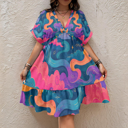 Women's Floral V-Neck Short Sleeve Dress by O’Nimbus