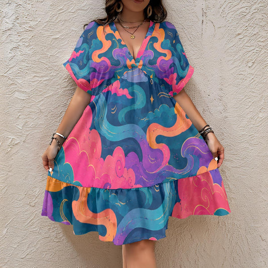 Women's Floral V-Neck Short Sleeve Dress by O’Nimbus