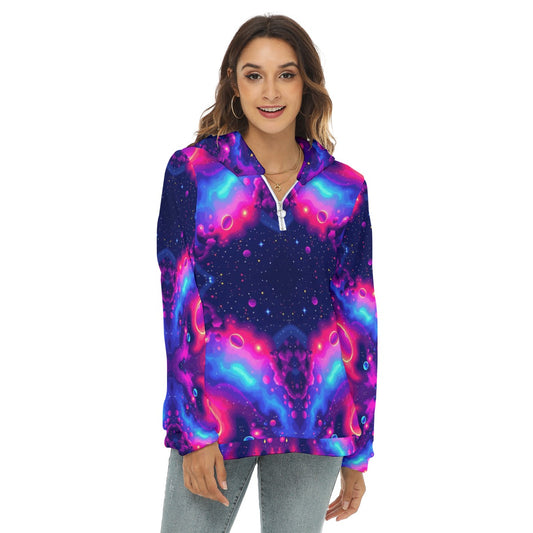 Women's Borg Fleece Hoodie With Half Zip