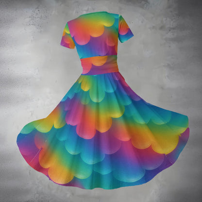 Women's Short Sleeve V Neck Midi Dress
