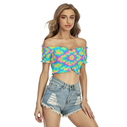 Women's One-shoulder Off-the-navel Short Sleeve T-shirt