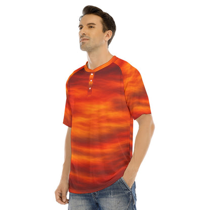 Men's Raglan Sleeve T-shirt With Button Closure