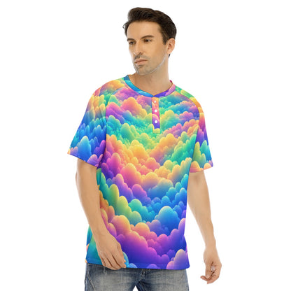 Men's Raglan Sleeve T-shirt With Button Closure