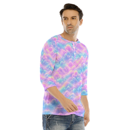 Men's Bracelet Sleeve T-shirt With Button Closure - view 2