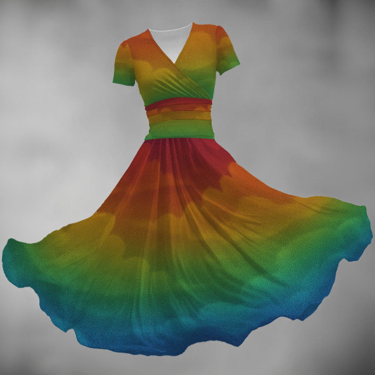 Women's Short Sleeve V Neck Midi Dress