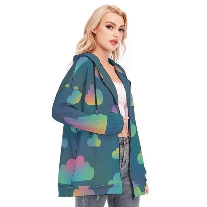 Women's Long Hoodie With Zipper Closure