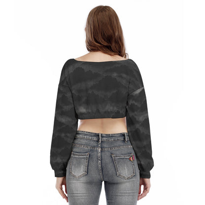 Women's V-neck Long Sleeve Cropped Sweatshirt