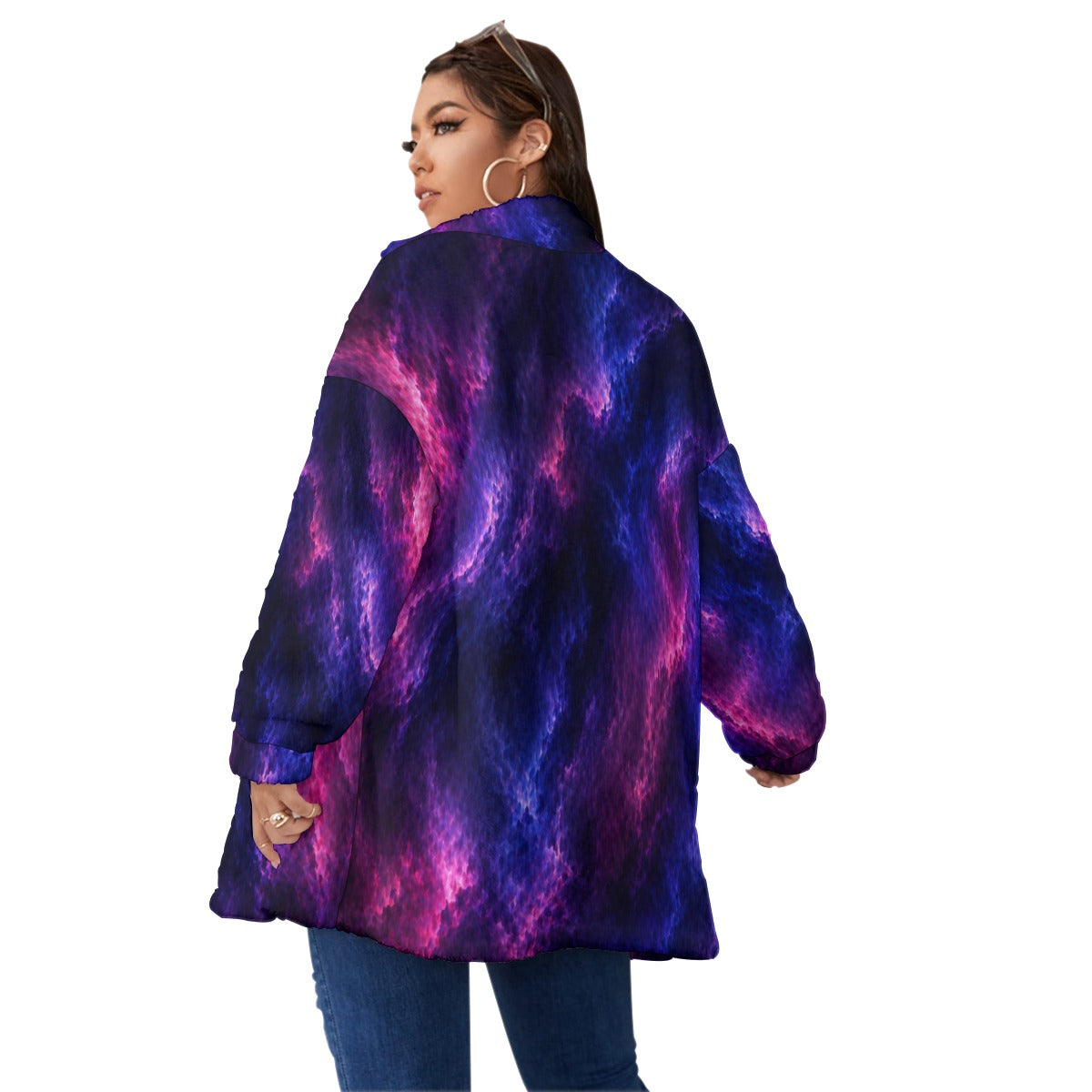 Unisex Borg Fleece Stand-up Collar Coat With Zipper Closure(Plus Size)