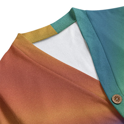 Unisex V-neck Knitted Fleece Cardigan With Button Closure