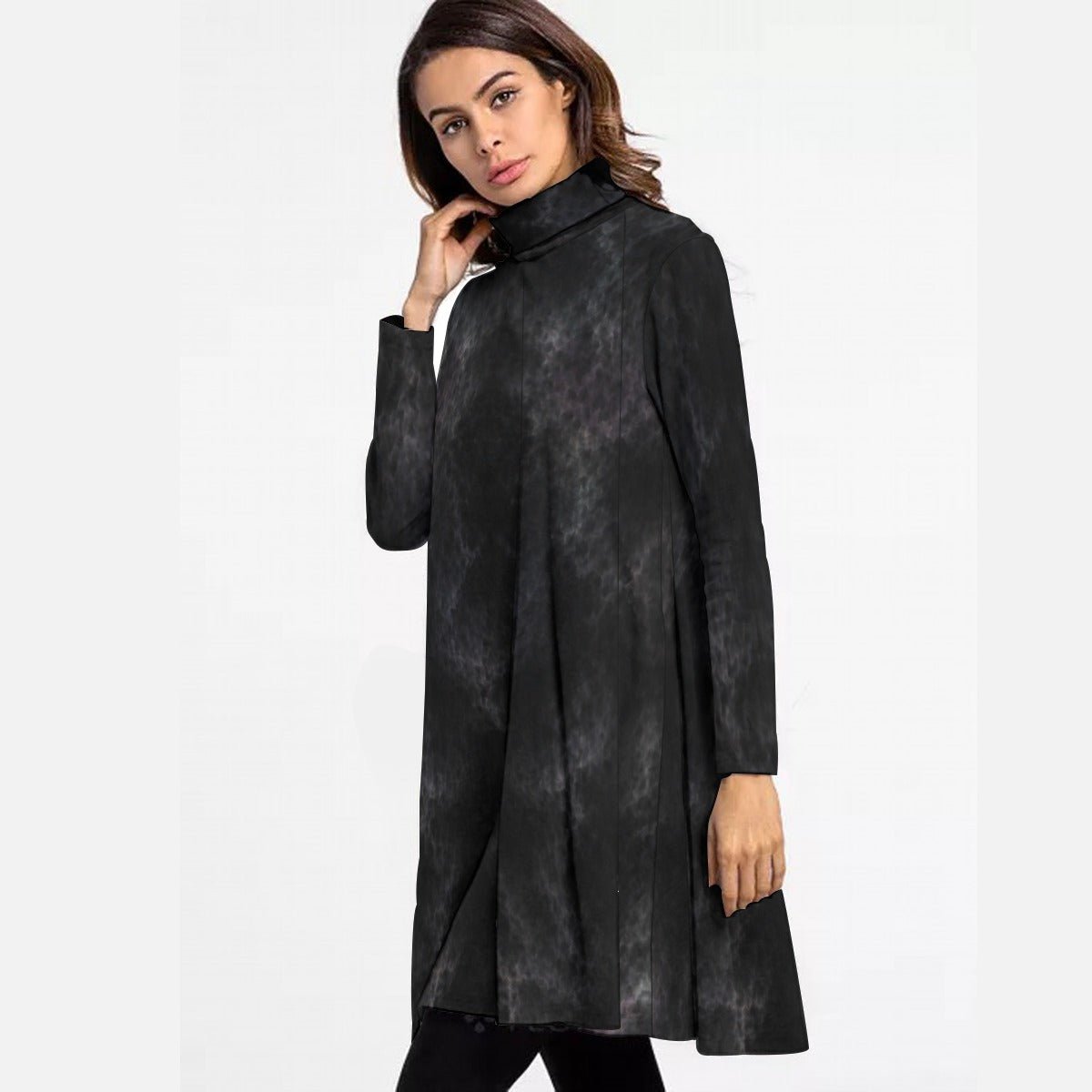 Women's High Neck Dress With Long Sleeve