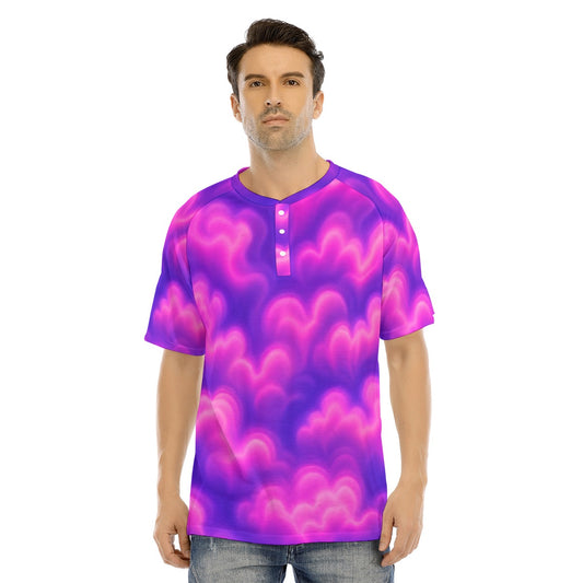 Men's Raglan Sleeve T-shirt With Button Closure