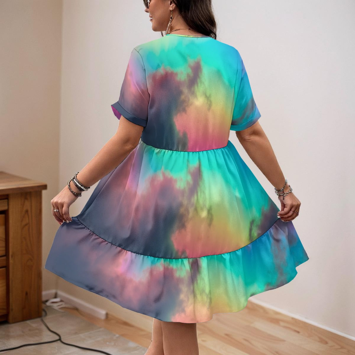 Women’s Floral V-Neck Short Sleeve Dress