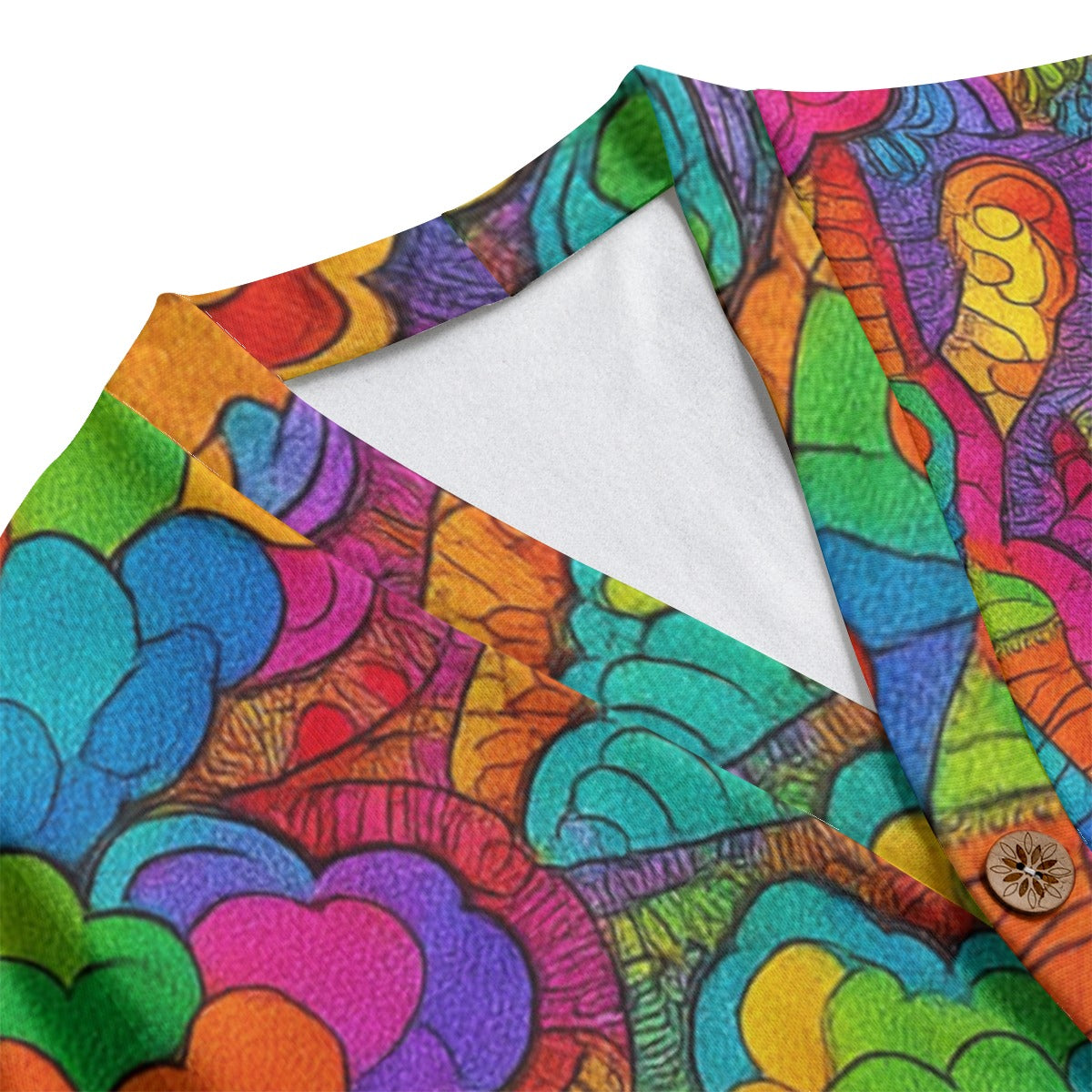 Unisex V-neck Knitted Fleece Cardigan With Button Closure