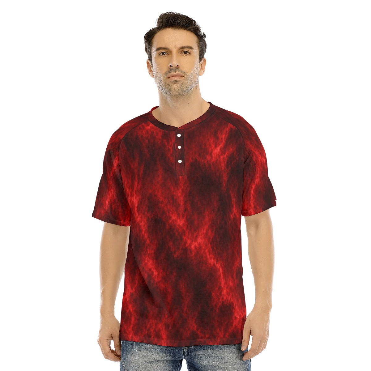 Men's Raglan Sleeve T-shirt With Button Closure