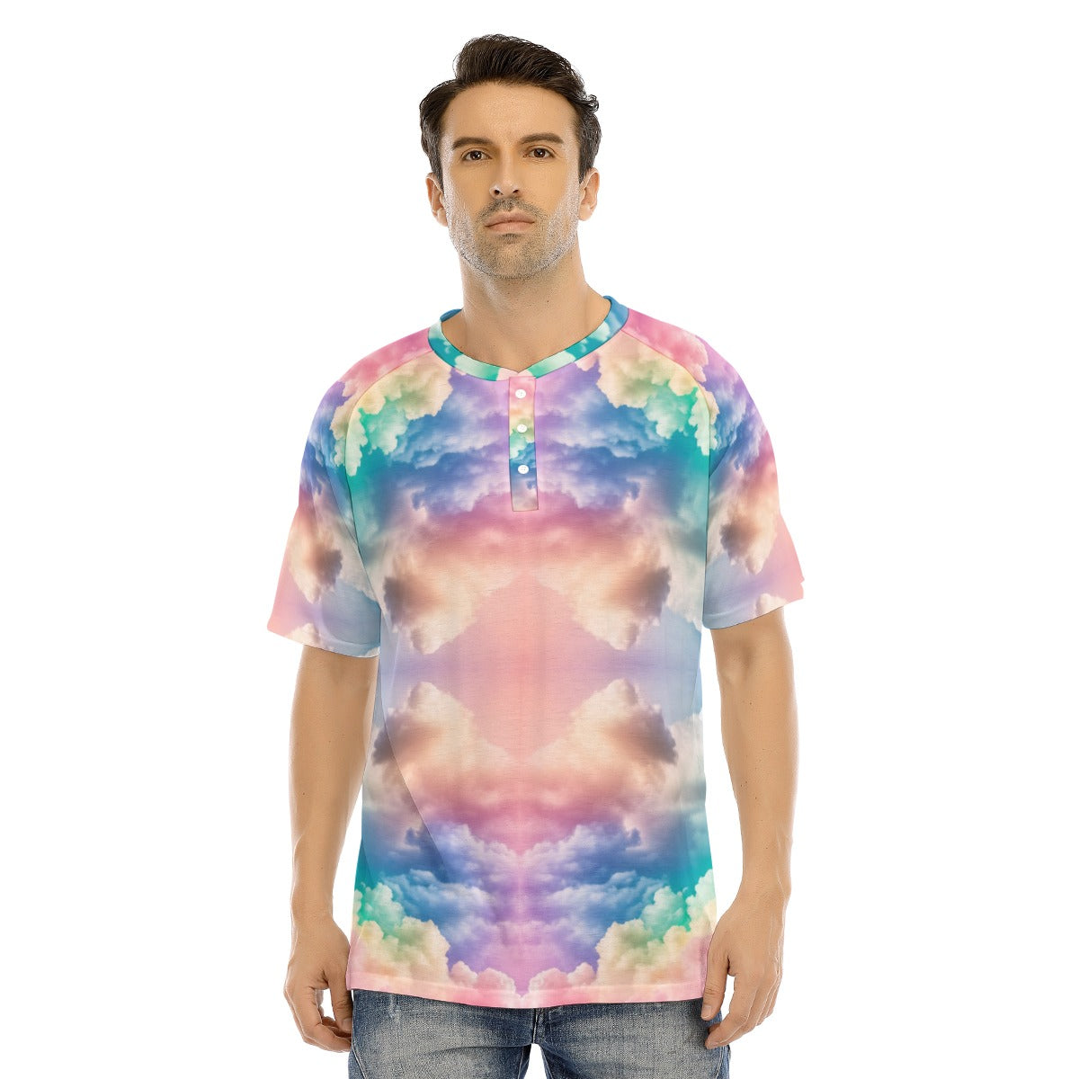 Men's Raglan Sleeve T-shirt With Button Closure