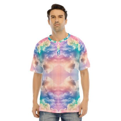 Men's Raglan Sleeve T-shirt With Button Closure